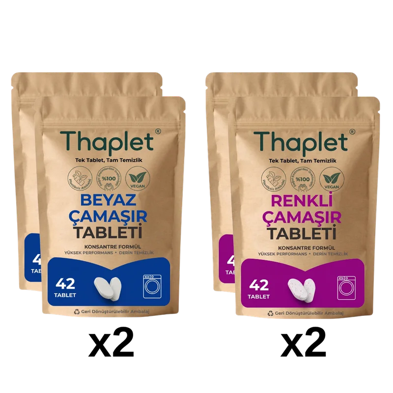 Thaplet Doğal Enzim İçerikli Çamaşır Deterjanı Seti 168 Tablet