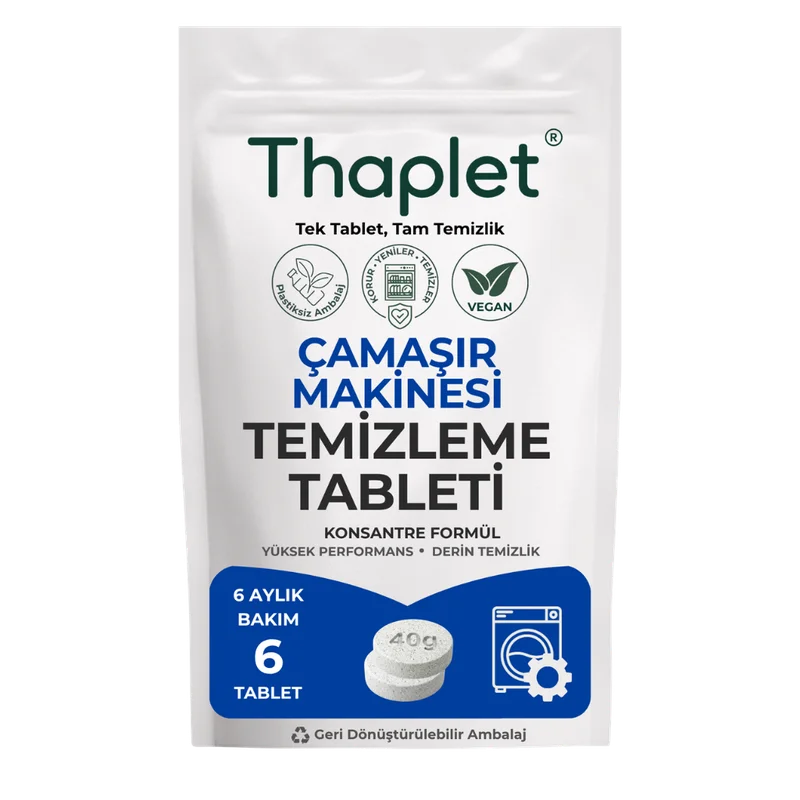 Thaplet Çamaşır Makinesi Temizleme Tableti 6 Aylık Bakım Tableti