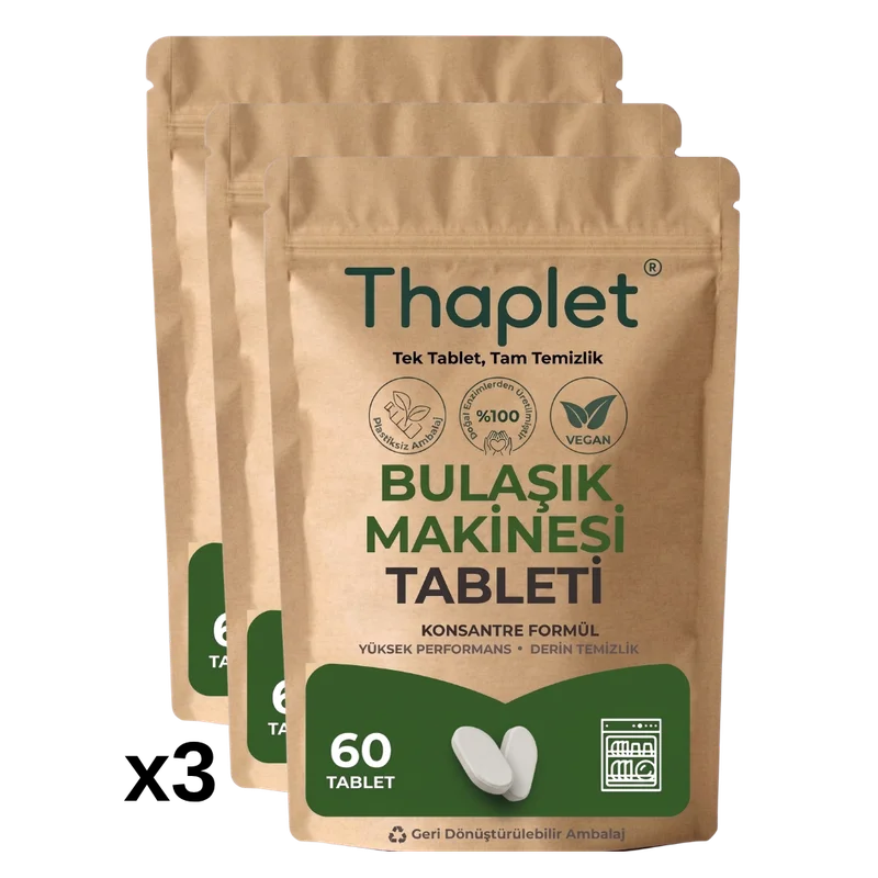 Thaplet Doğal Enzim İçerikli Bulaşık Makinesi Tableti 180 Adet